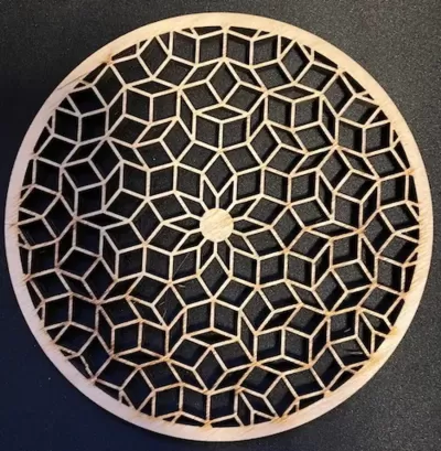 Lazer Kesim Penrose Döşeme Deseni Bardak Altlığı SVG Dosyası SVG çizimi