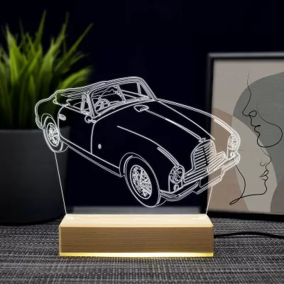 Lazer Kesim Aston Martin 3D Gece Lambası Ücretsiz Vektör CDR çizimi