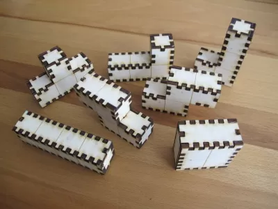 Lazer Kesim Ahşap Tetris Blokları 4mm DXF Dosyası DXF çizimi