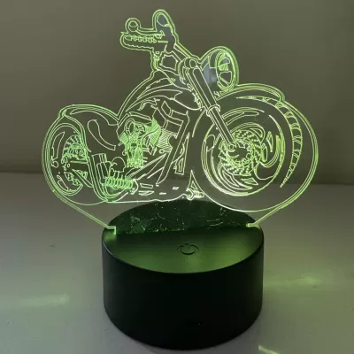Lazer Kesim Motosiklet 3D İllüzyon Lamba Ücretsiz Vektör CDR çizimi