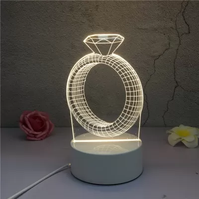 Lazer Kesim Elmas Yüzük 3D İllüzyon Lamba Ücretsiz Vektör CDR çizimi