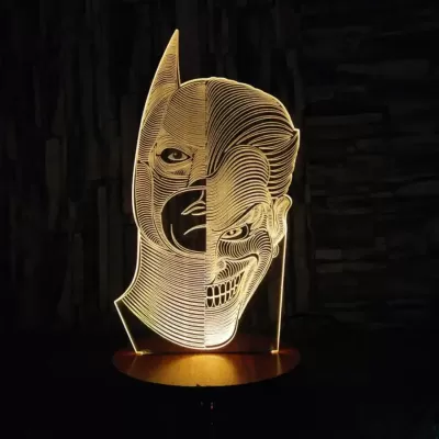 Lazer Kesim Batman Joker Akrilik 3D İllüzyon Lamba DXF Dosyası DXF çizimi