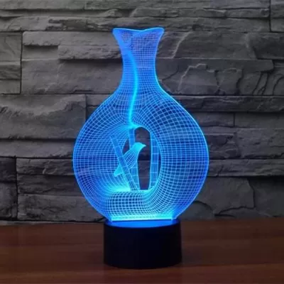 Lazer Kesim Vazo 3D Led Gece Lambası Ücretsiz Vektör CDR çizimi
