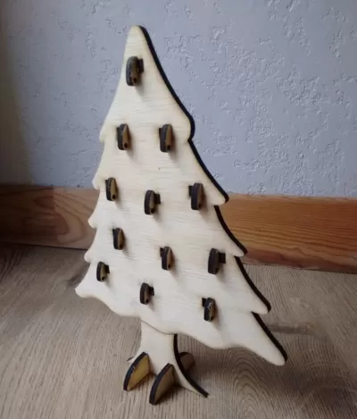 Lazer Kesim Ağaç Advent Takvimi DXF Dosyası DXF çizimi