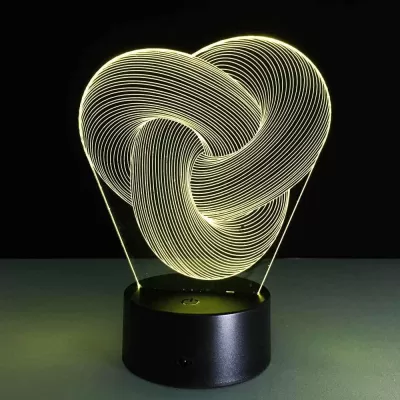 Lazer Kesim Soyut Düğüm Optik İllüzyon 3D Lamba DXF Dosyası DXF çizimi