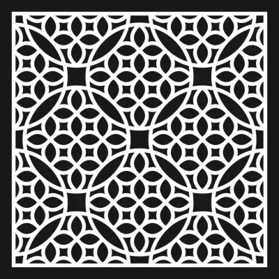 CNC Lazer Kesim için Ücretsiz Vektör, Vintage Geometrik Jali Karo Deseni CDR çizimi