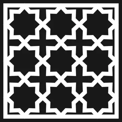 CNC Lazer için Ücretsiz Vektör, Detaylı Karo Tasarımlı İslami Geometrik Desen Çerçeve CDR çizimi