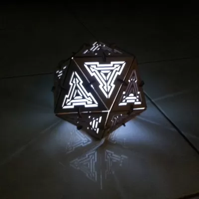 Lazer Kesim İkozahedron Lamba Ücretsiz Vektör CDR çizimi