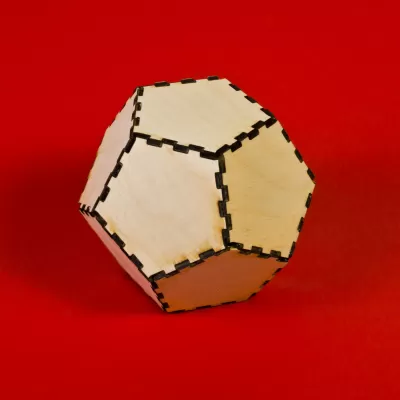 Lazer Kesim Ahşap Dodekahedron Ücretsiz Vektör CDR çizimi