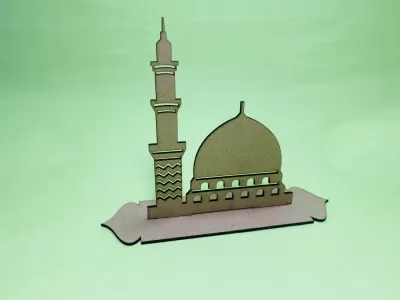 Lazer Kesim Mescid-i Nebevi Ahşap İslami Hediye Dekor Ücretsiz Vektör CDR çizimi