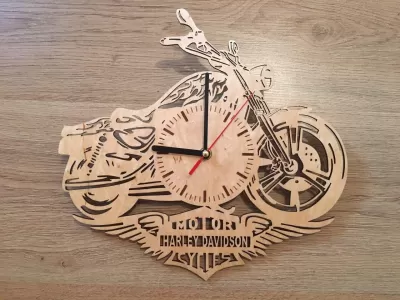 Lazer Kesim Harley Davidson Saat Ücretsiz Vektör CDR çizimi