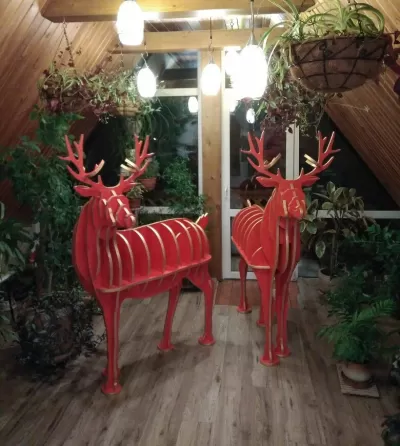 Lazer Kesim Noel Geyiği Figürleri Büyük Geyik Heykelleri Raf İçin Ücretsiz Vektör CDR çizimi