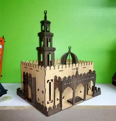 Lazer Kesim Cami 3D Ahşap Puzzle CDR çizimi