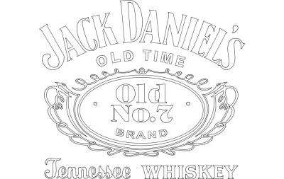 Jack Daniel’s Tennessee Viski logosu dxf Dosyası DXF çizimi