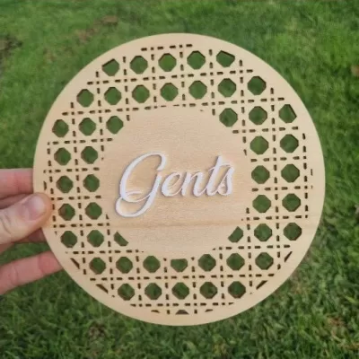 Lazer Kesim Rattan Desenli Banyo İşaretleri CDR çizimi