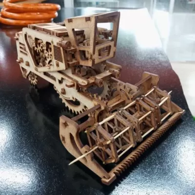 Lazer Kesim Biçerdöver 3D Puzzle DWG çizimi