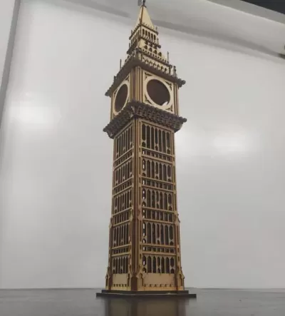 Lazer Kesim Big Ben 3D Puzzle 860mm DXF çizimi