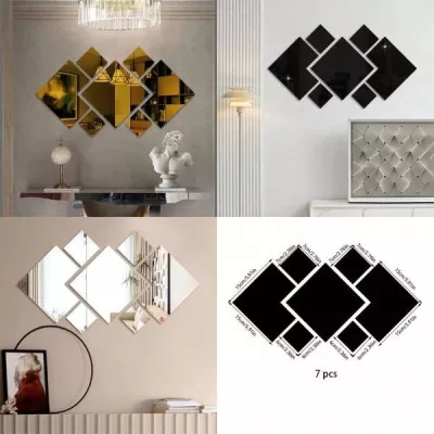 Lazer Kesim Yaratıcı Kare Şeklinde Ayna Duvar Dekoru Ayna Akrilik CDR çizimi