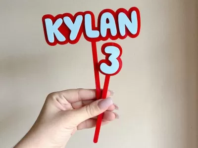 Lazer Kesim Kişiye Özel 3. Yaş Günü Pastası Süsü CDR çizimi