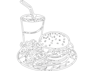 Hamburger Çizgi Film dxf Dosyası DXF çizimi