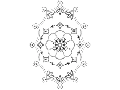 Çiçek Desenli 2 dxf Dosyası DXF çizimi