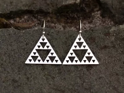 Lazer Kesim Sierpinski Üçgeni Küpeler CDR çizimi