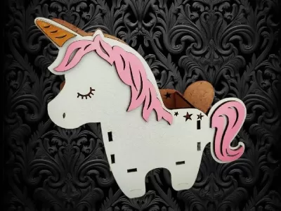Lazer Kesim Unicorn Kalemlik CDR çizimi
