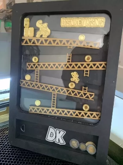 Lazer Kesim Donkey Kong Kumbara Kutusu CDR çizimi