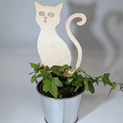 Lazer Kesim Kedi Temalı Bitki Dekorasyonu Kedi Şekli Sarmaşık Bahçe Dekoru CDR çizimi