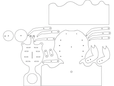 Yengeç Tüm Parçalar dxf Dosyası DXF çizimi