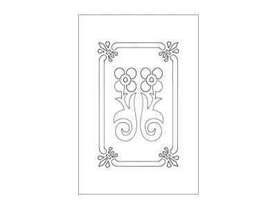 Kapı Tasarımı Çiçek Desenli dxf Dosyası DXF çizimi