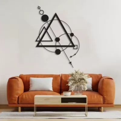 Lazer Kesim Modern Duvar Heykeli Dekoru Geometrik Üçgen Duvar Sanatı CDR çizimi