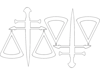 2 adalet terazisi 49x52 dxf Dosyası DXF çizimi