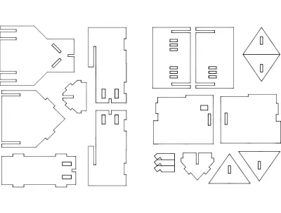 Villa Country 3D Puzzle DXF Dosyası DXF çizimi