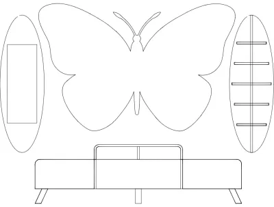 Kelebek-tv N Tes -1 dxf Dosyası DXF çizimi