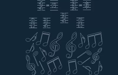 Müzik Notaları DXF çizimi