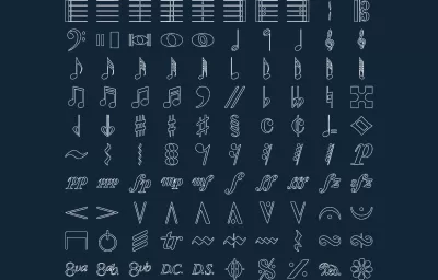 Müzik Sembolleri DXF Dosyası DXF çizimi