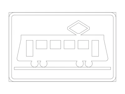 Elektrikli Metro Otobüs Yol İşareti İstasyon dxf Dosyası DXF çizimi