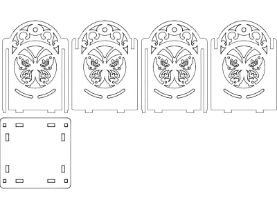 Kelebek lamba 100x100x130 4mm dxf Dosyası DXF çizimi