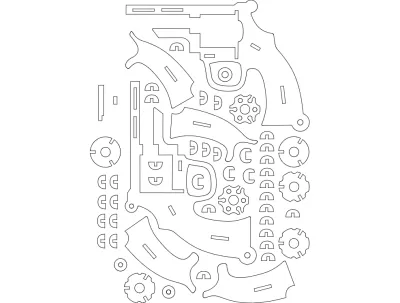 Revolver 2 2mm dxf Dosyası DXF çizimi