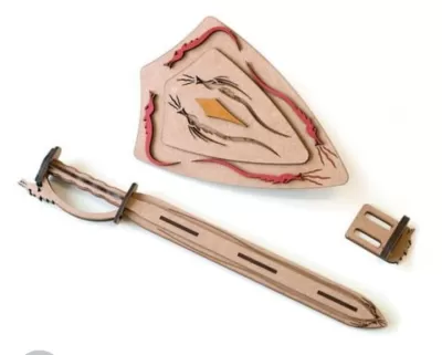 Viking kılıcı ve kalkanı dxf Dosyası DXF çizimi