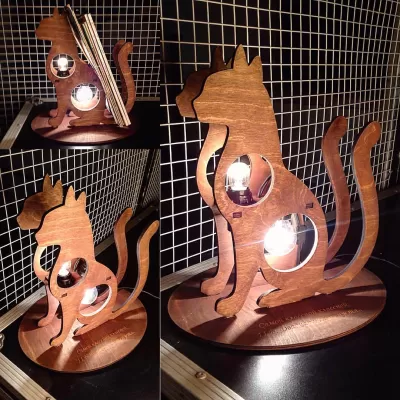 Kedi Şeklinde Lamba 3D Puzzle Ücretsiz Vektör CDR çizimi
