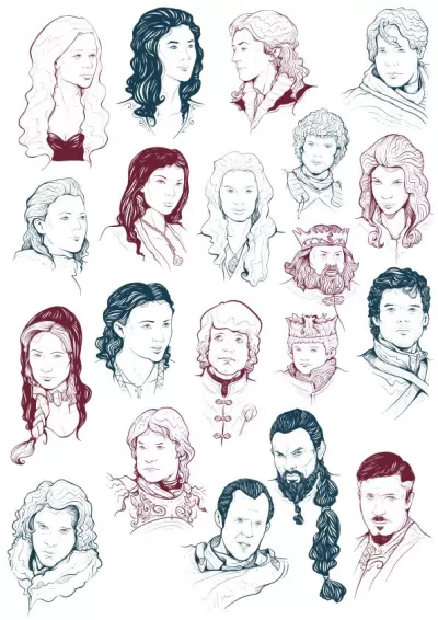 Game of Thrones Oyuncuları Ücretsiz Vektör CDR çizimi