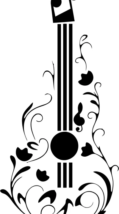 Gitar Dövme Tasarımı Ücretsiz Vektör CDR çizimi