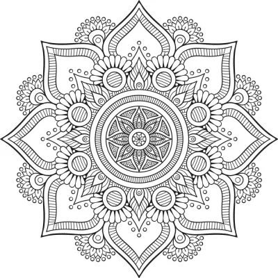 Mandala Çiçek Dövme Tasarımı Ücretsiz Vektör CDR çizimi