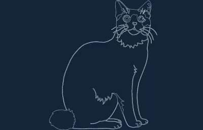 Oturan Kedi DXF dosyası DXF çizimi