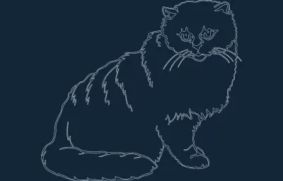 Kedi DXF dosyası DXF çizimi