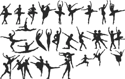 Balet Dansçısı Silüeti Vektör Seti Ücretsiz Vektör CDR çizimi
