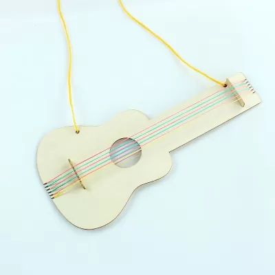 Lazer Kesim Çocuk Kendin Yap El Sanatları Ahşap Gitar Oyuncak Çocuklar İçin Boyama Oyuncakları CDR çizimi
