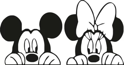 Mickey ve Minnie Fare silüeti vektörü Ücretsiz Vektör CDR çizimi